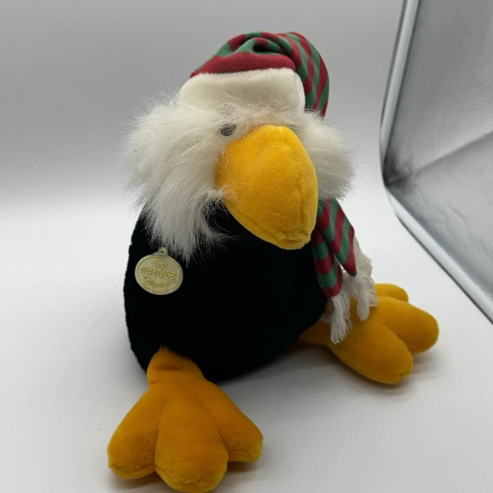 Vintage 1989 Ganz Bros Zak Eagle Bird Soft Stuffed Plush Fluffy Animal Xmas Hat